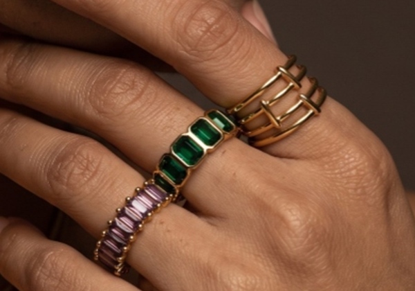 Emerald Eternity Rings - GleamNest